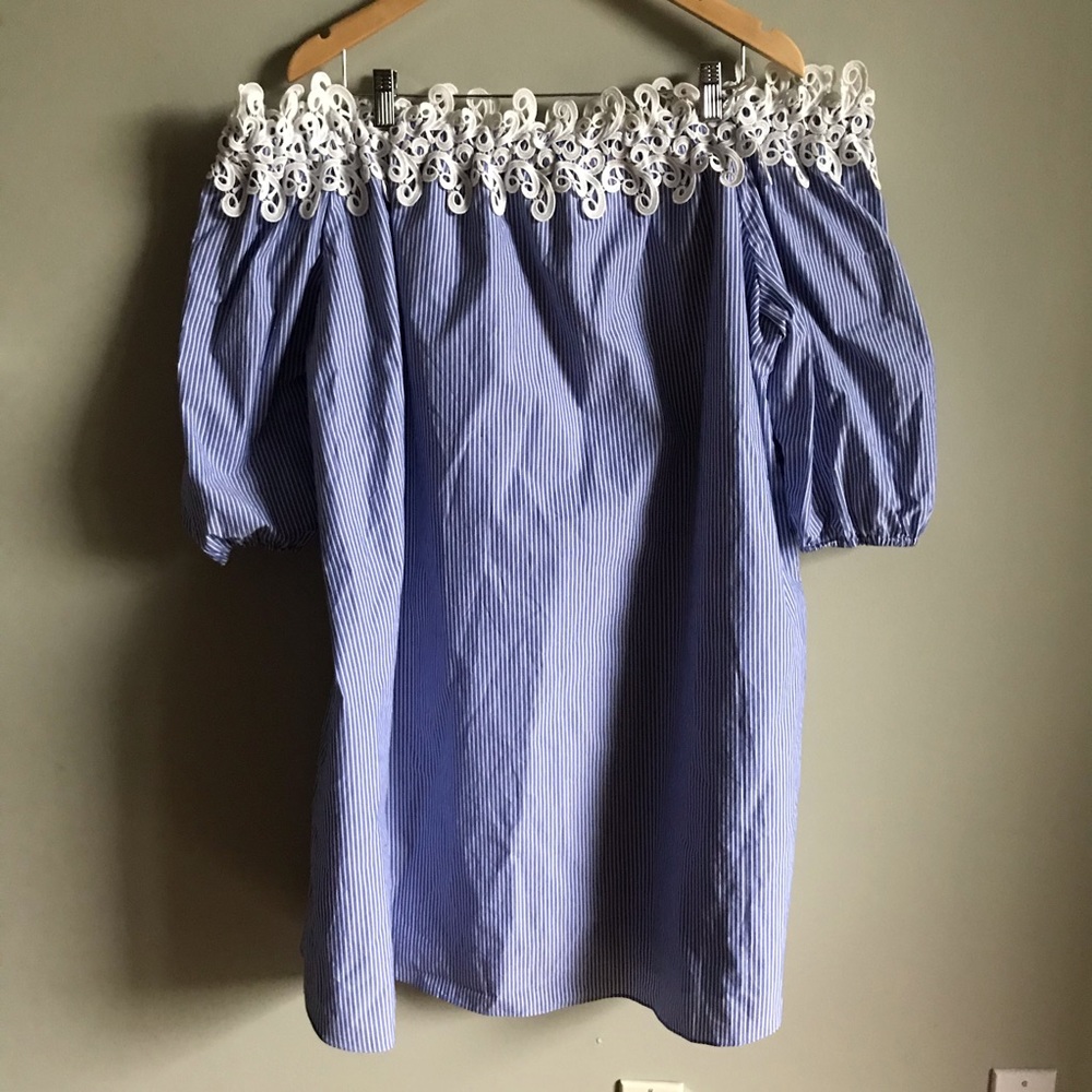NWT! River Island Plus Lace Trim Bardot Dress